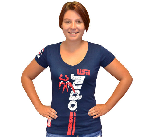 FUJI USA Judo Womens T-Shirt-Blue-1